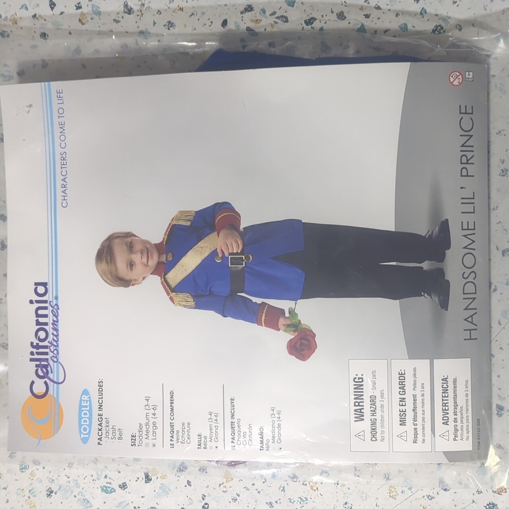 Majestic Blue and Gold Prince Costume for Kids Large 4-6 Lil Prince King